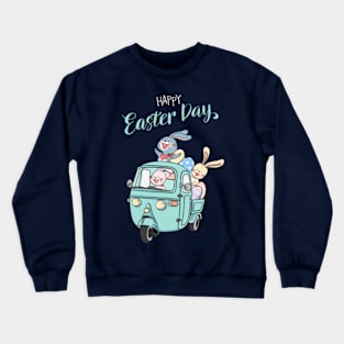 Happy Easter Bunny Rabbit Funny Easter Egg for Women & Girls Crewneck Sweatshirt